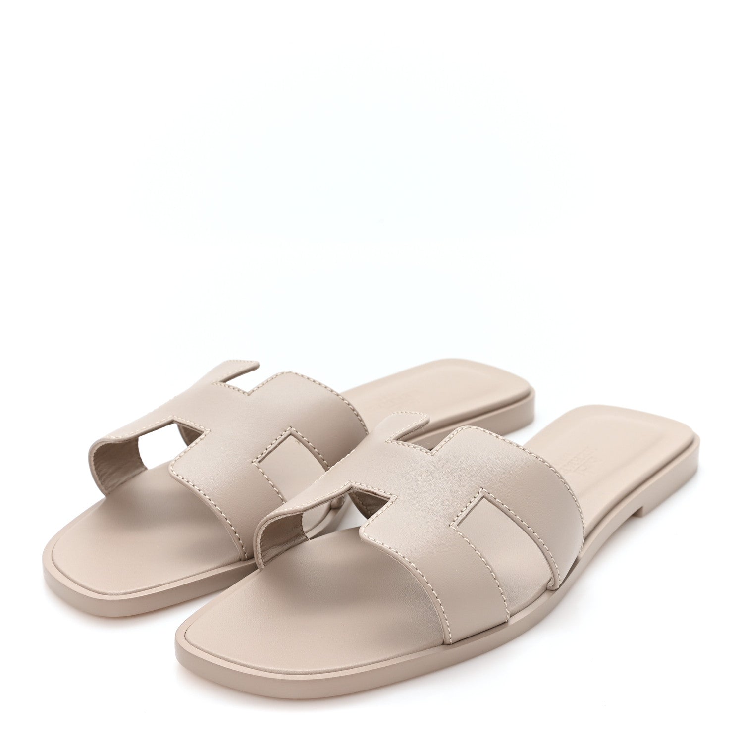 Hermes Box Calfskin Oran Sandals 36.5 Beige Mastics 4 of 10