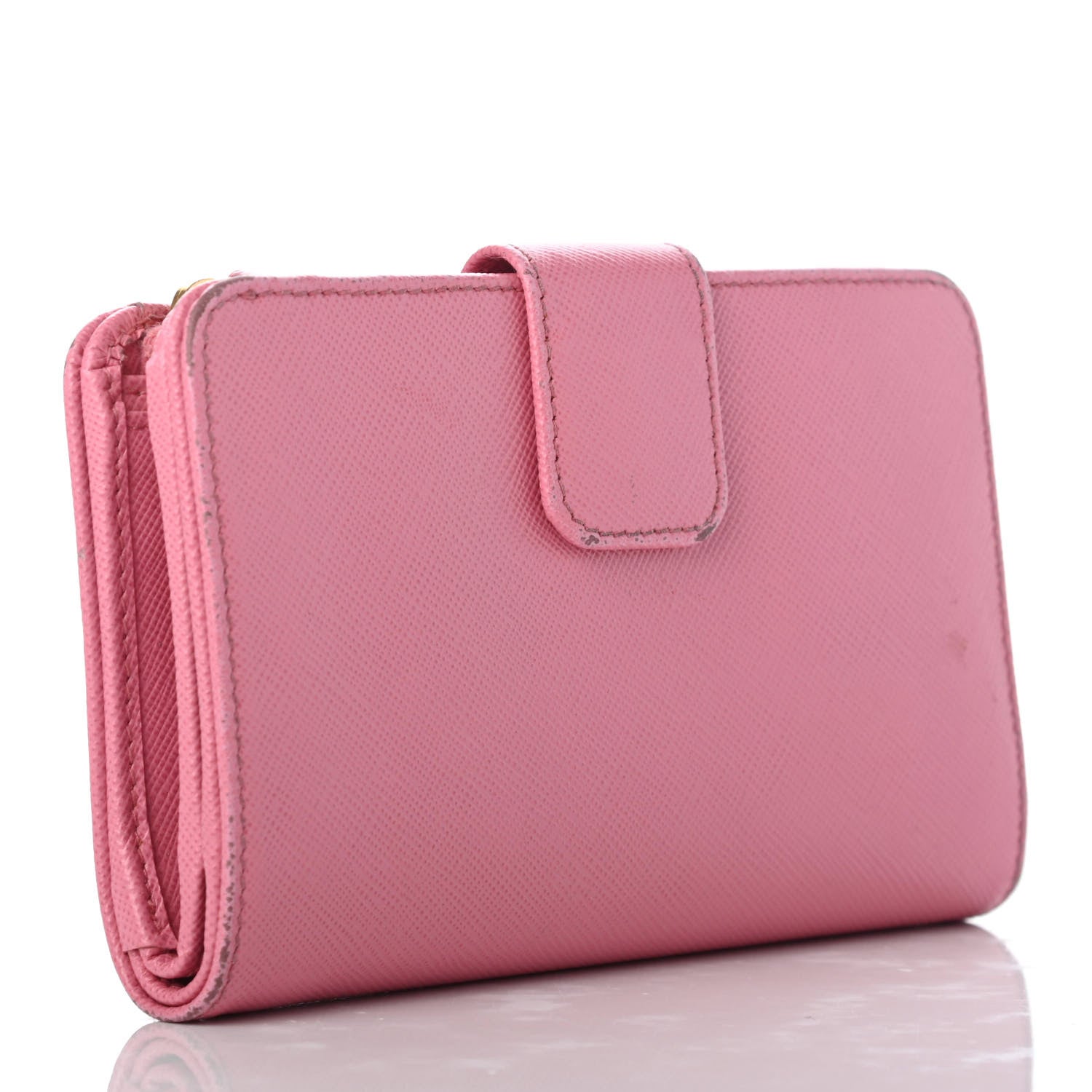 Prada Saffiano Compact Wallet Geranio 3 of 13