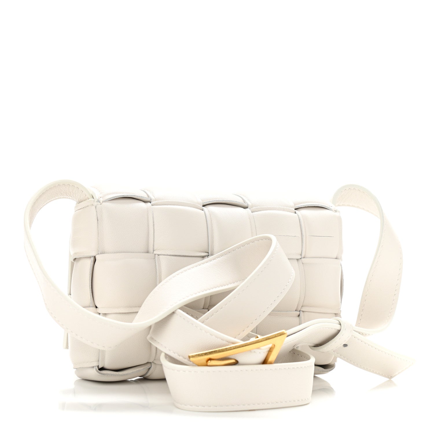 Bottega Veneta Lambskin Maxi Intreccio Padded Small Cassette Crossbody Bag White 3 of 10
