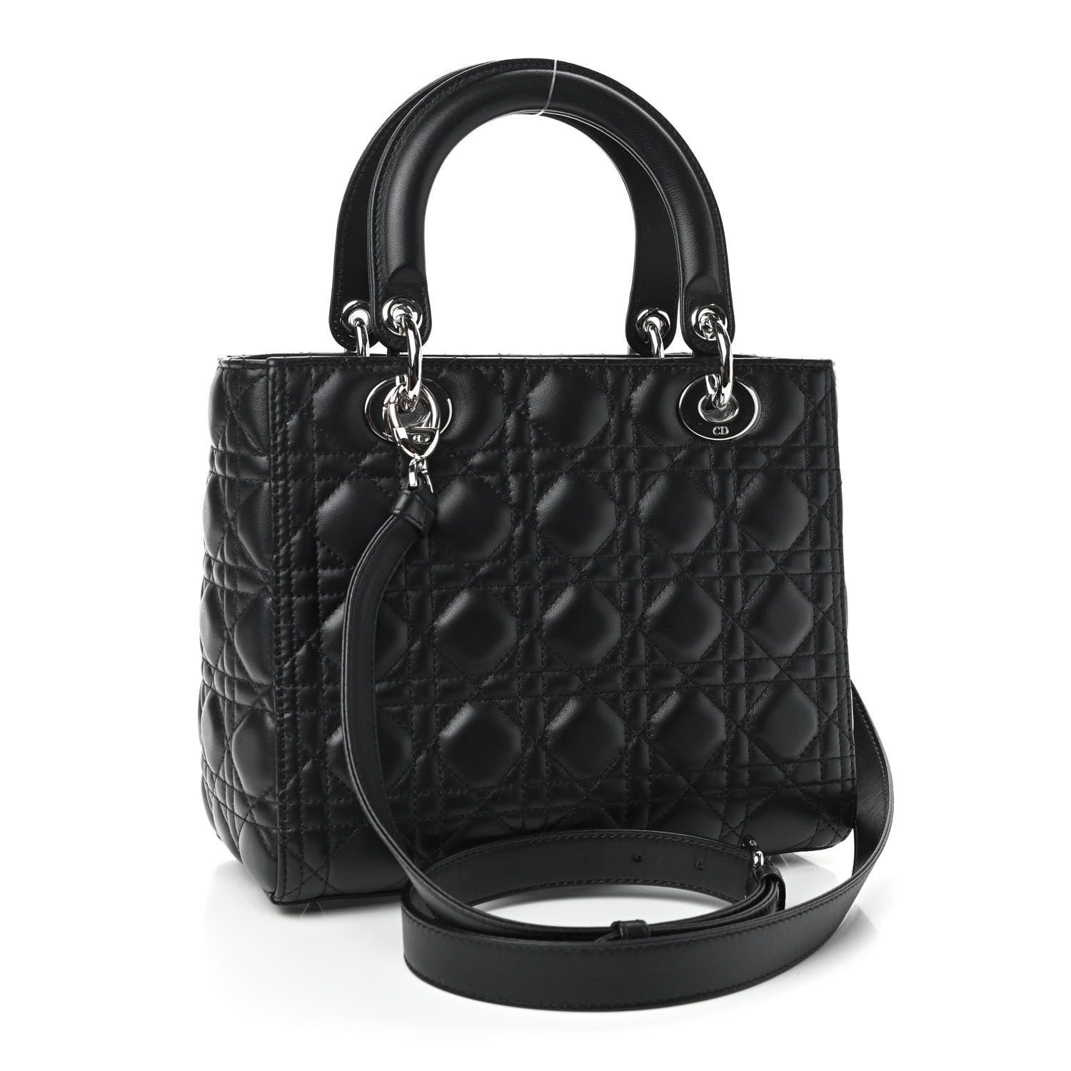 Christian Dior Lambskin Cannage Medium Lady Dior Black 3 of 9