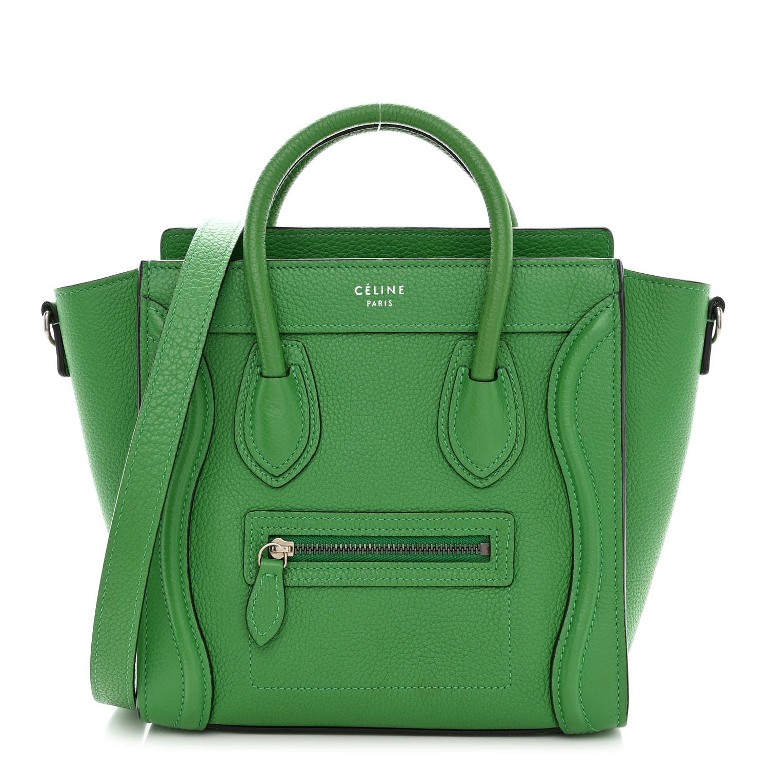 Celine Drummed Calfskin Nano Luggage Mint 1 of 11