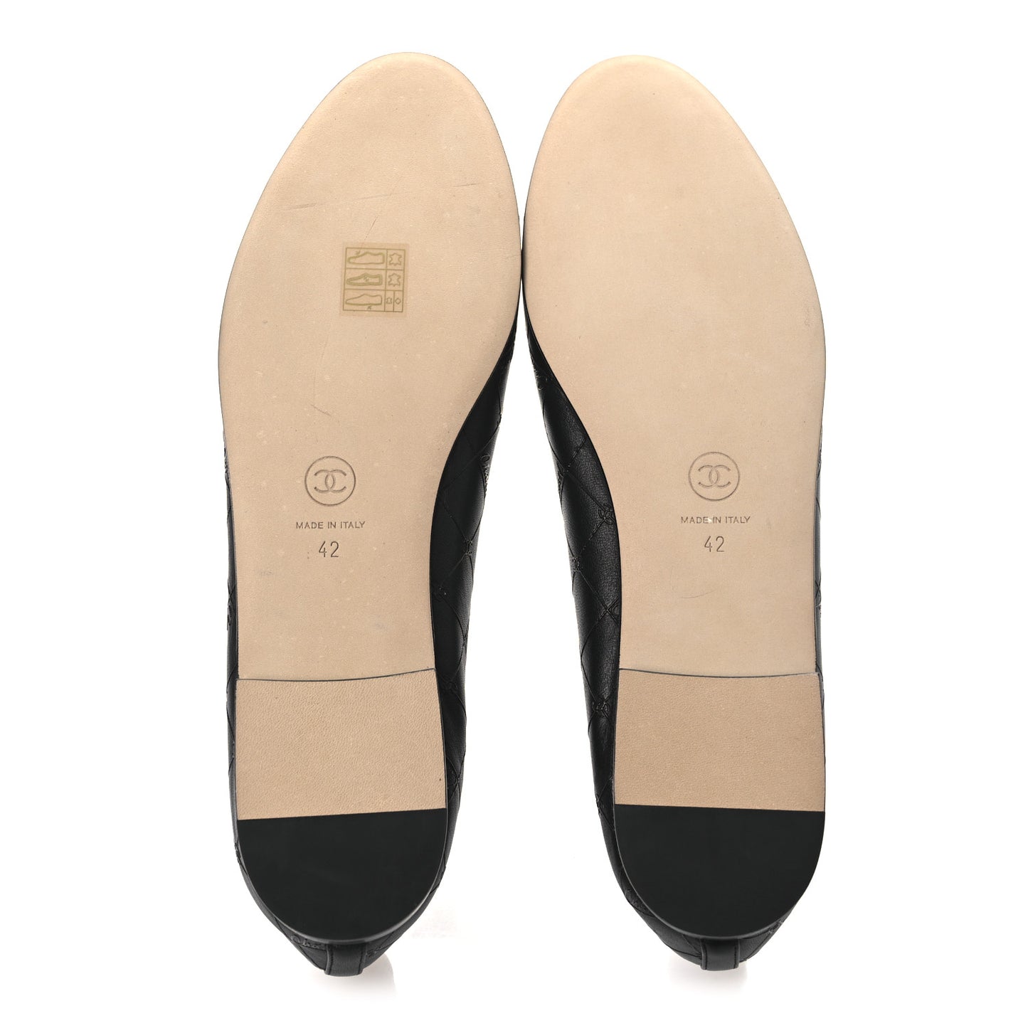 Printed Lambskin Patent Cap Toe Ballerina Flats 42 Black