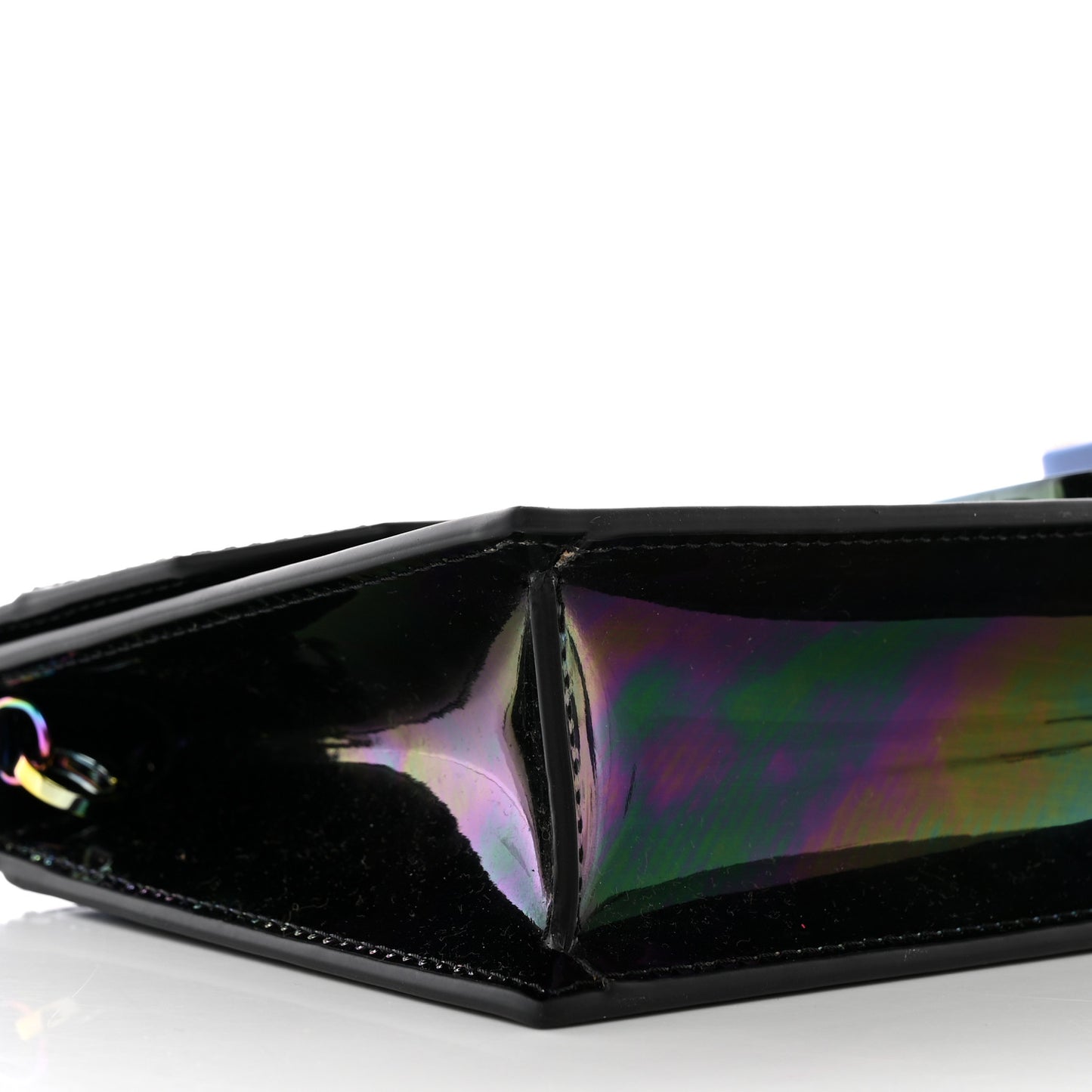 Iridescent Patent Calfskin Mini Elisa Baguette Dark Rainbow