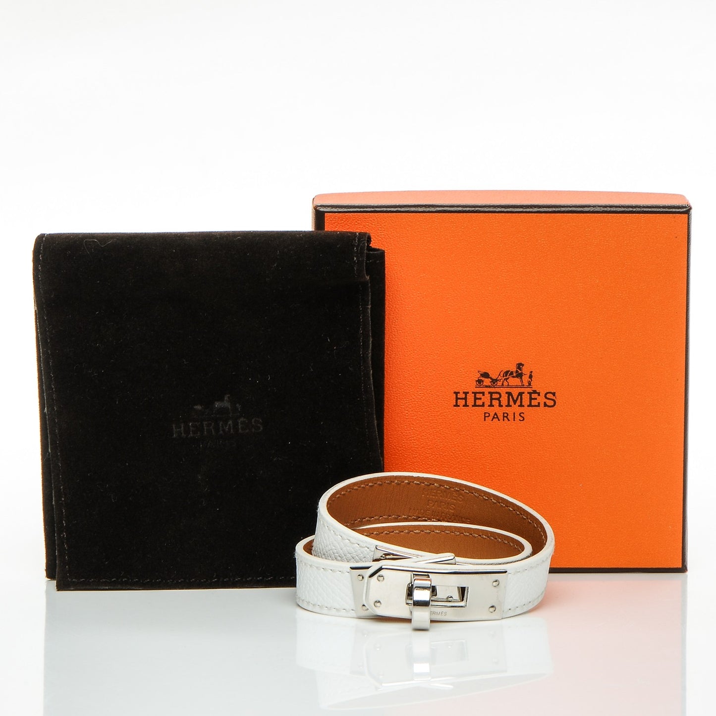 Epsom Kelly Double Tour Bracelet XS White