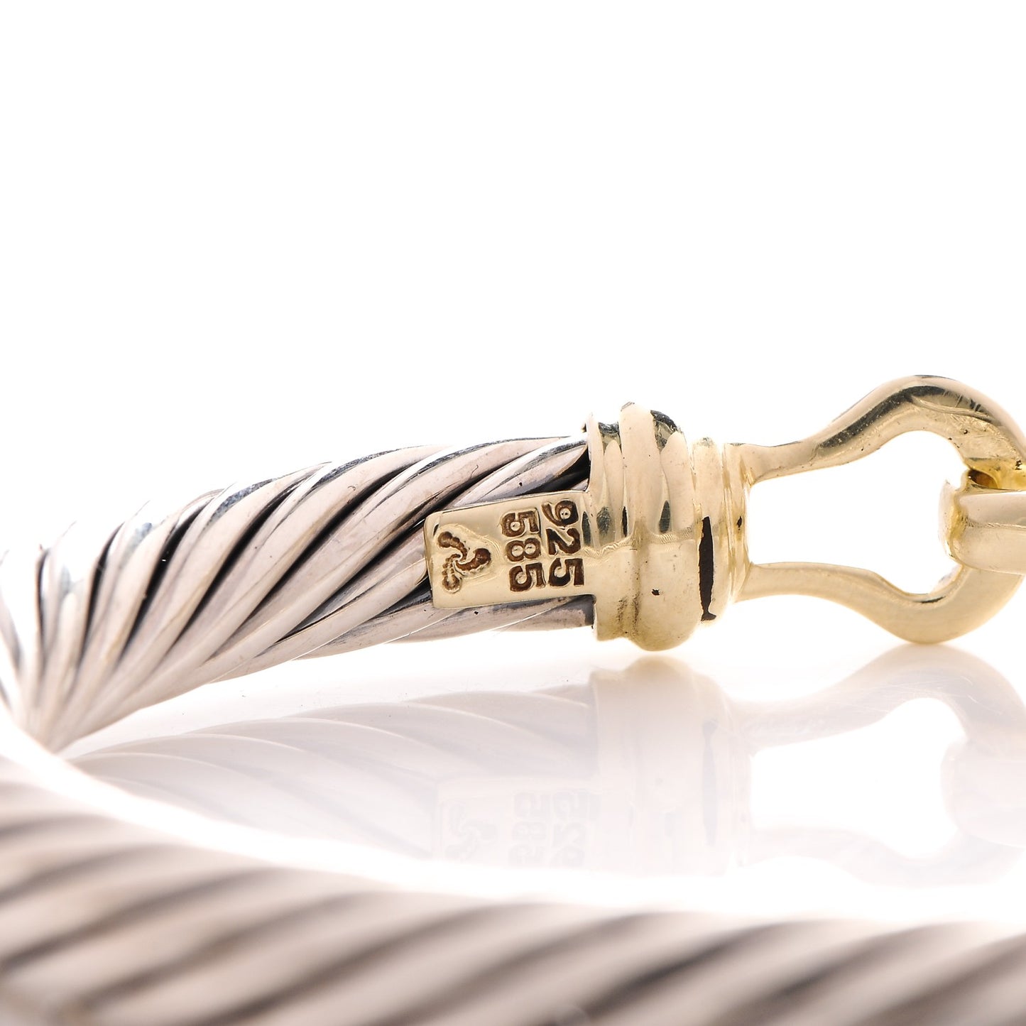 Sterling Silver 14K Yellow Gold 7mm Cable Classic Buckle Bracelet