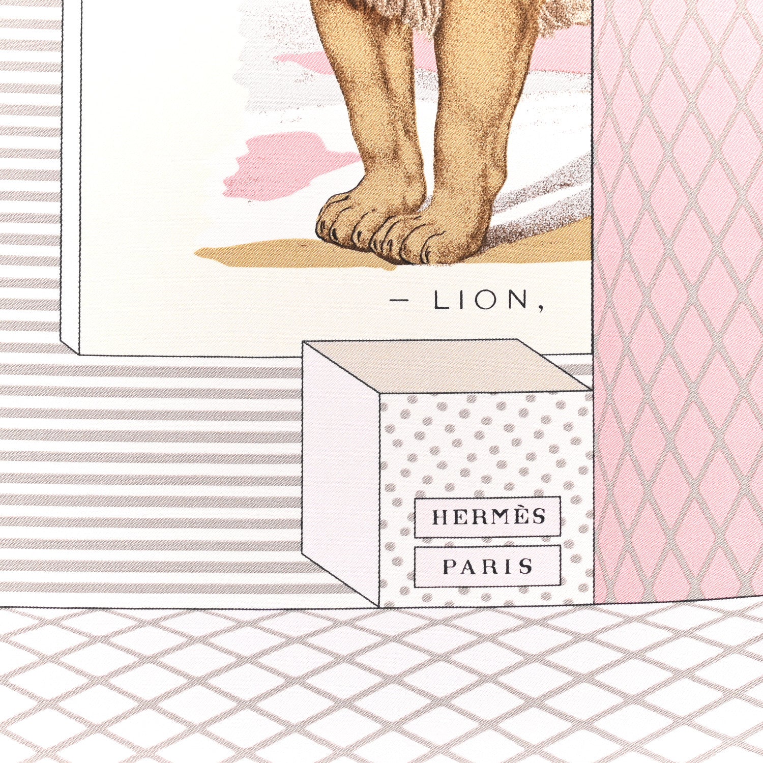 Hermes Silk Grand Theatre Nouveau Scarf 90 Rose Pale Etoupe 2 of 5