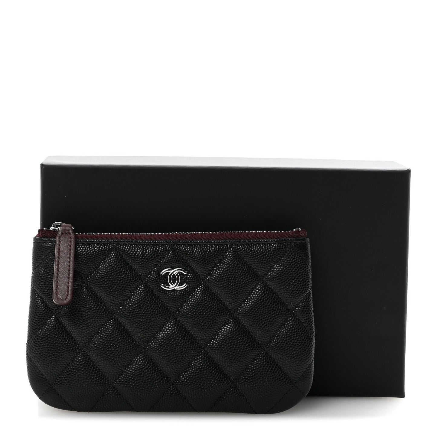 Caviar Quilted Small Cosmetic Case Black