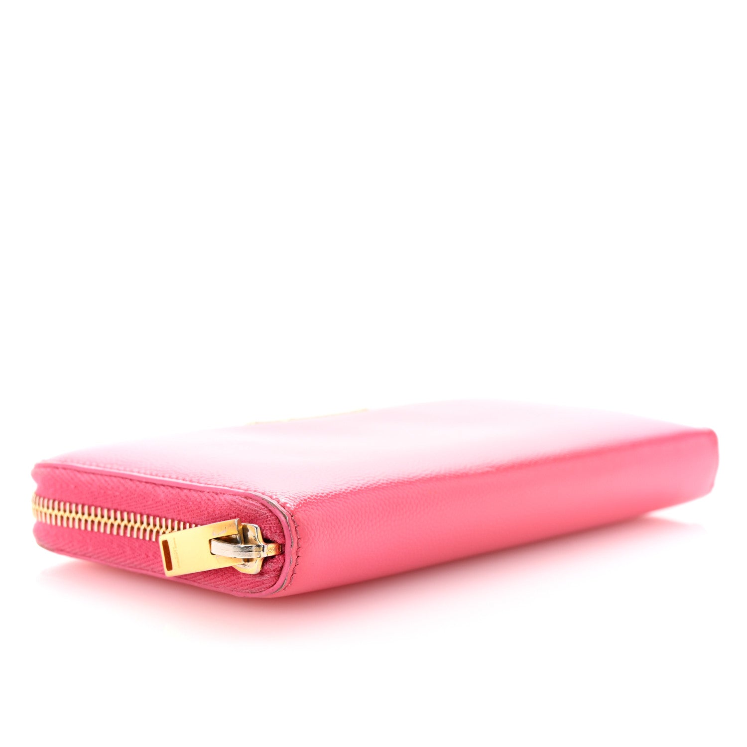 Saint Laurent Patent Grain De Poudre Classic Letters Zip Around Wallet Bubblegum 4 of 7