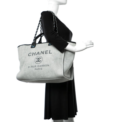 Chanel Woven Straw Raffia Deauville Large Tote Grey 2 of 10