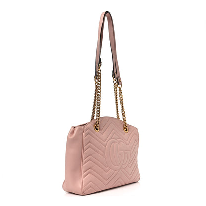 Gucci Calfskin Matelasse Medium GG Marmont Open Top Shoulder Bag Perfect Pink 3 of 10