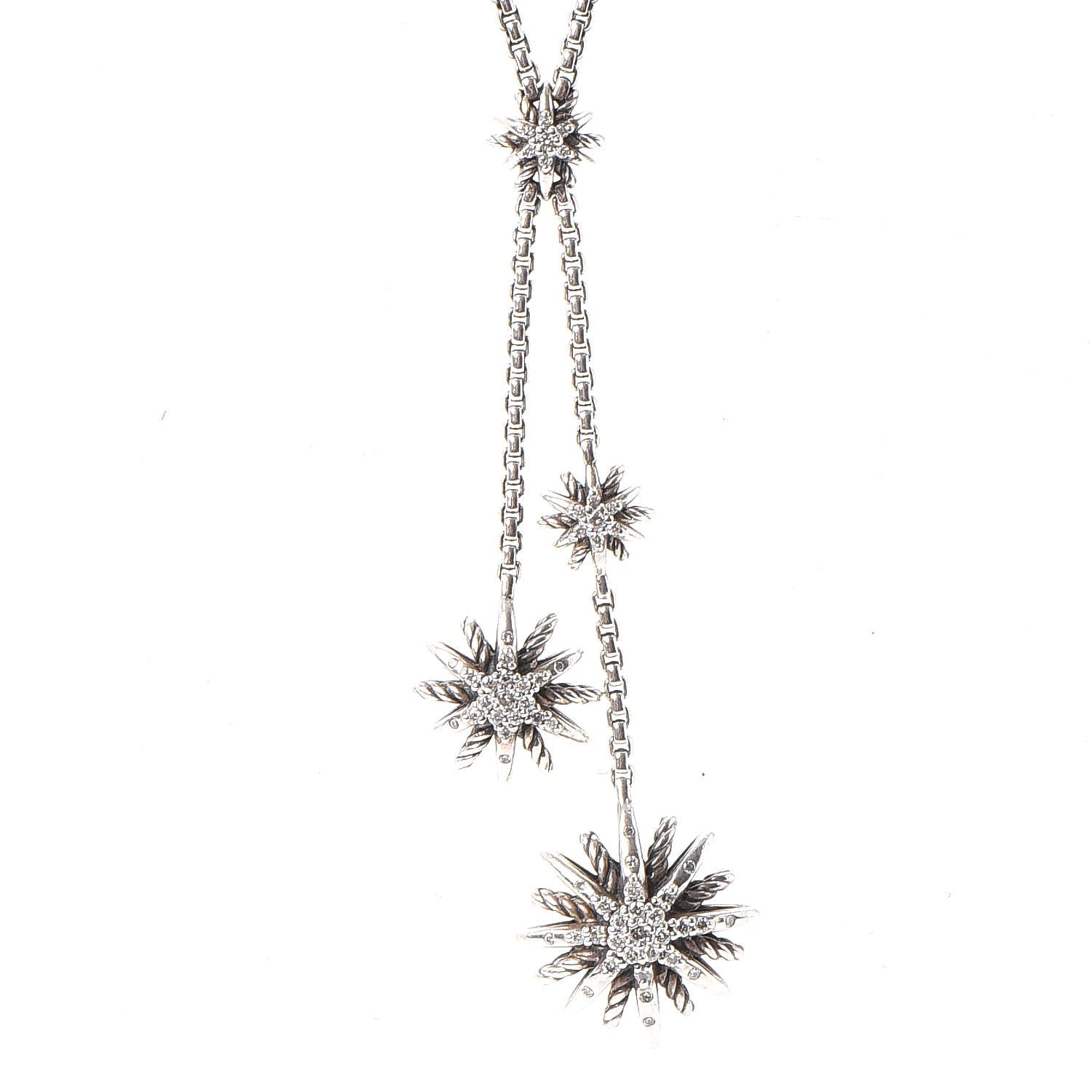Tiffany DAVID YURMAN Sterling Silver Diamond Starburst Y Necklace 4 of 6