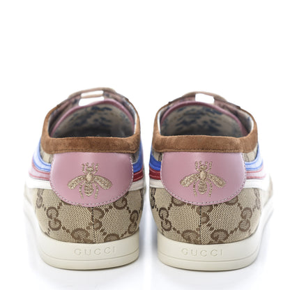 Gucci Suede Monogram Web Womens Falacer Sneakers 42 Nocciola Beige Mystic White Hibiscus Red 5 of 10