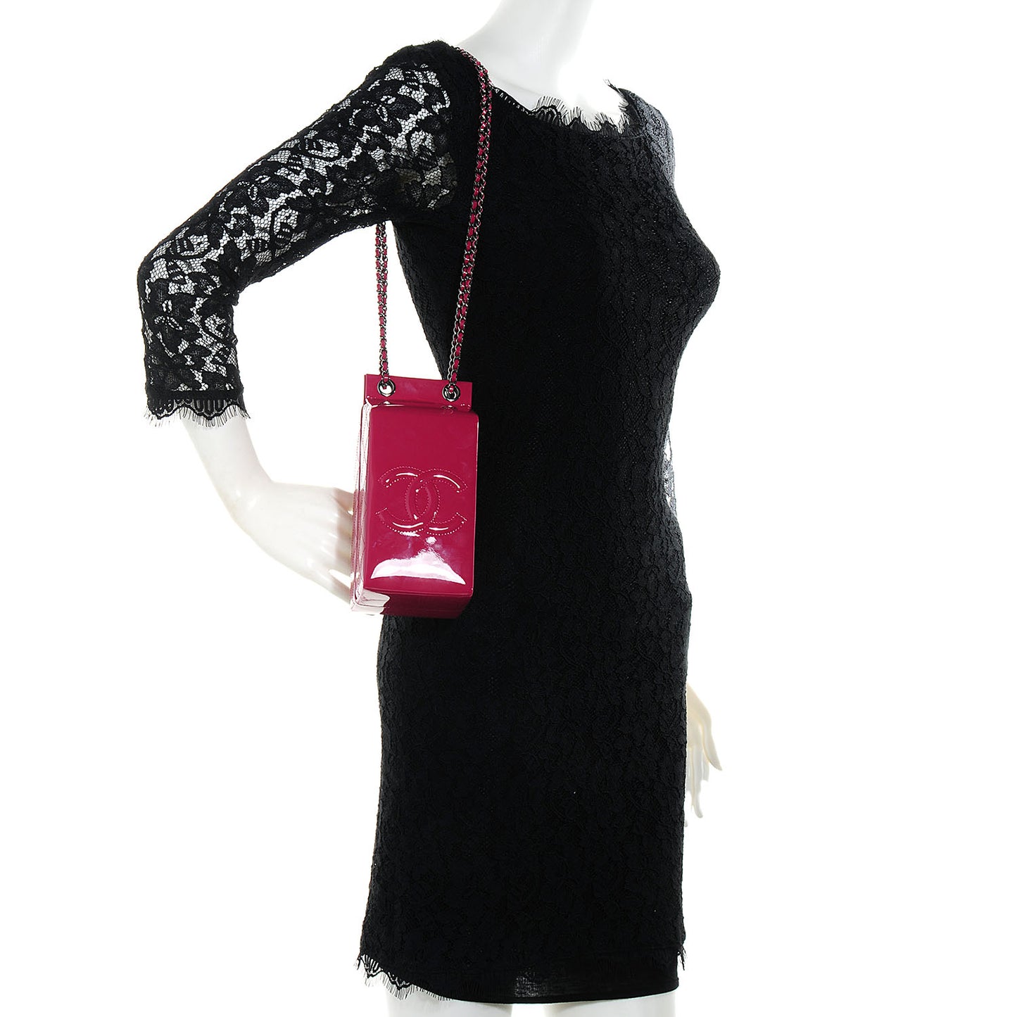 Patent Milk Carton Bag Dark Pink