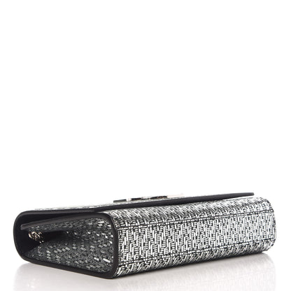 Saint Laurent Metallic Calfskin Chevron Small Monogram Kate Satchel Black Argento 4 of 6