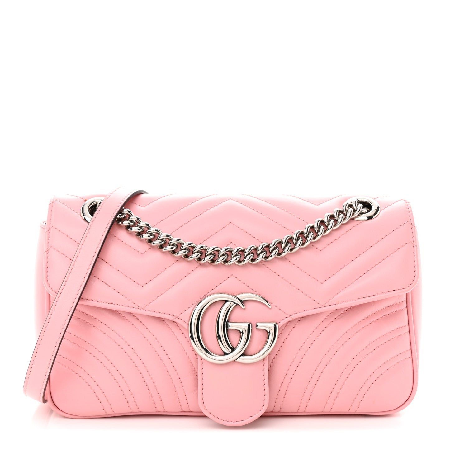 Calfskin Matelasse Small GG Marmont Shoulder Bag Wild Rose
