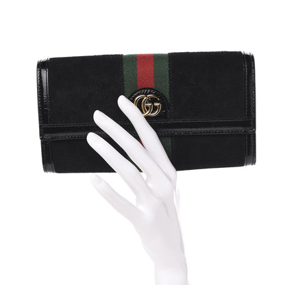 Gucci Suede Patent GG Web Ophidia Continental Wallet Black 2 of 7
