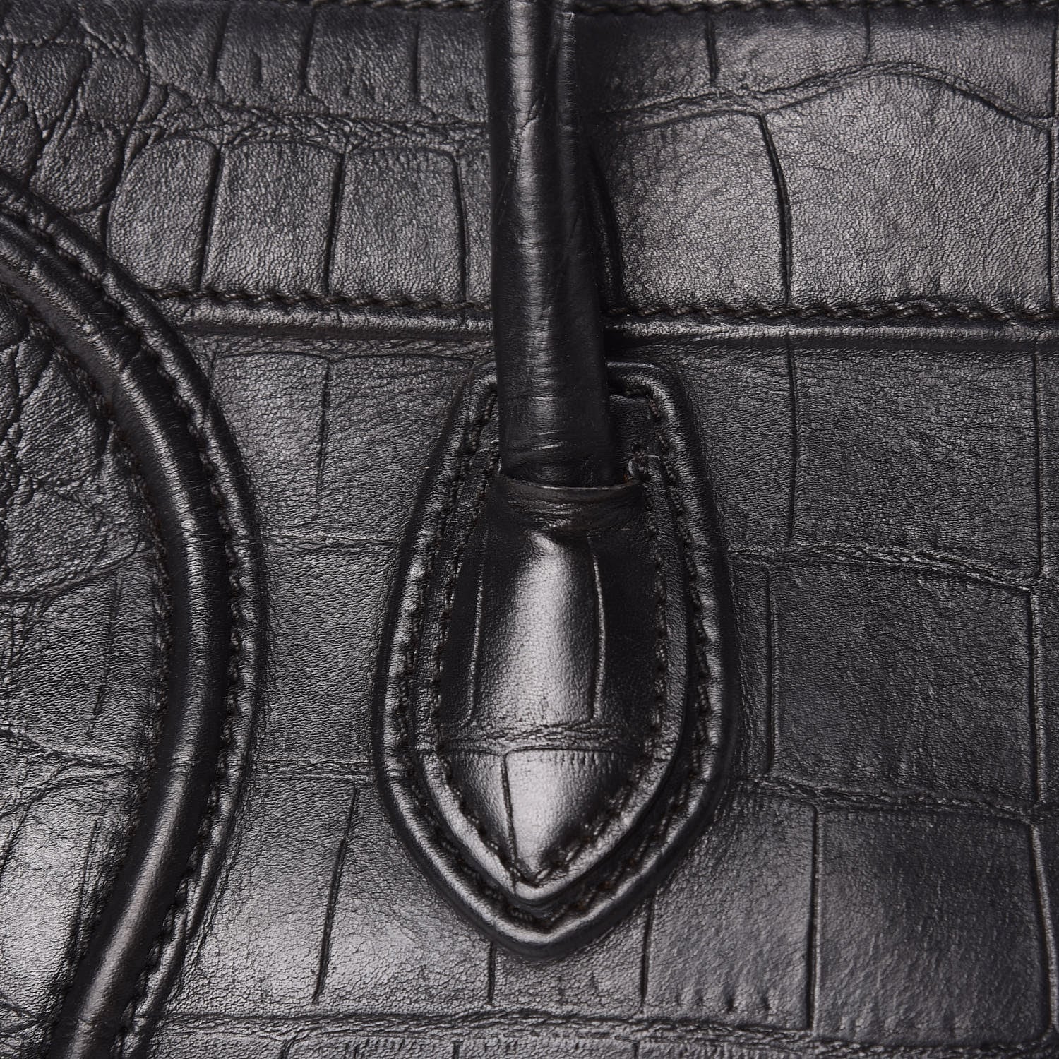 Celine Crocodile Embossed Calfskin Medium Phantom Luggage Black 13 of 17