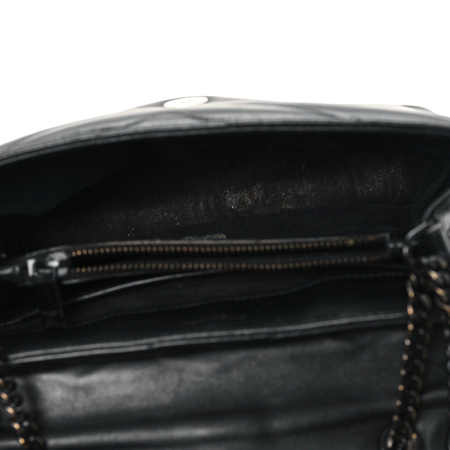 Calfskin Y Quilted Monogram Monochrome Small Loulou Chain Satchel Black