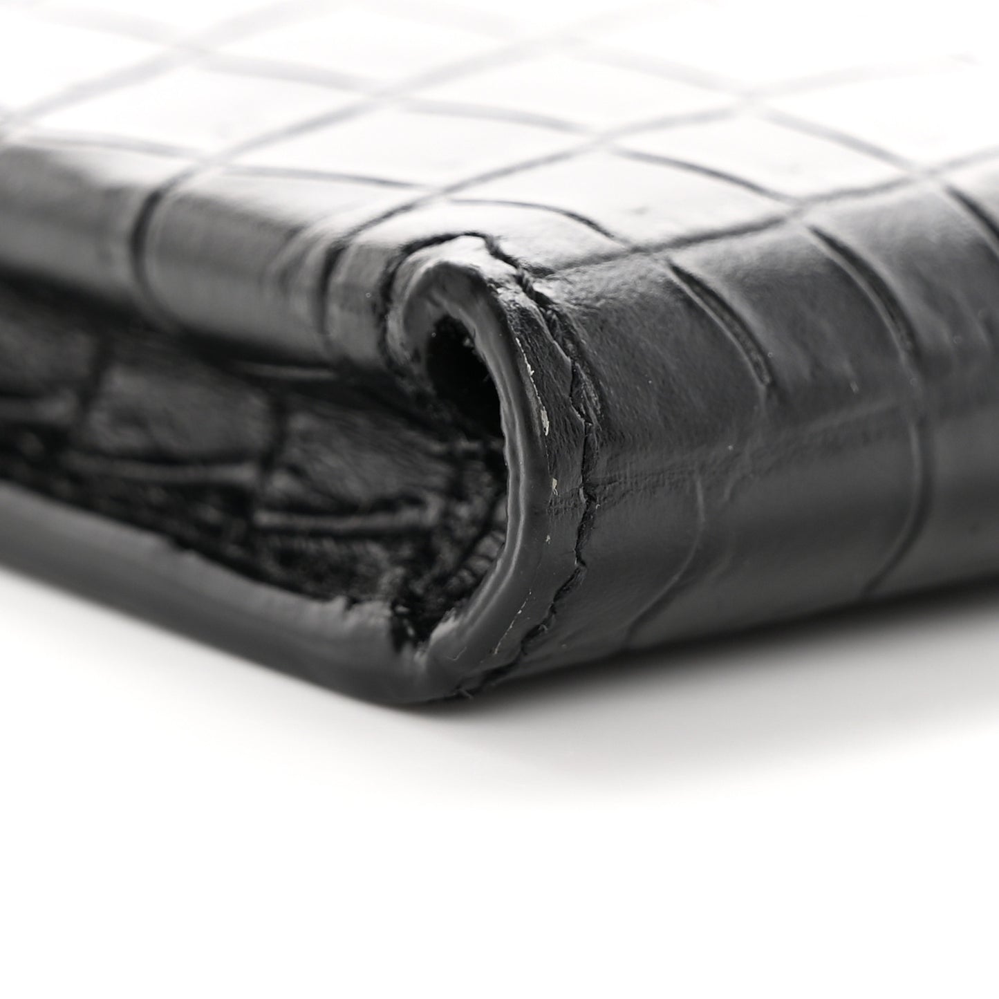 Calfskin Crocodile Embossed Phone Holder Crossbody Black