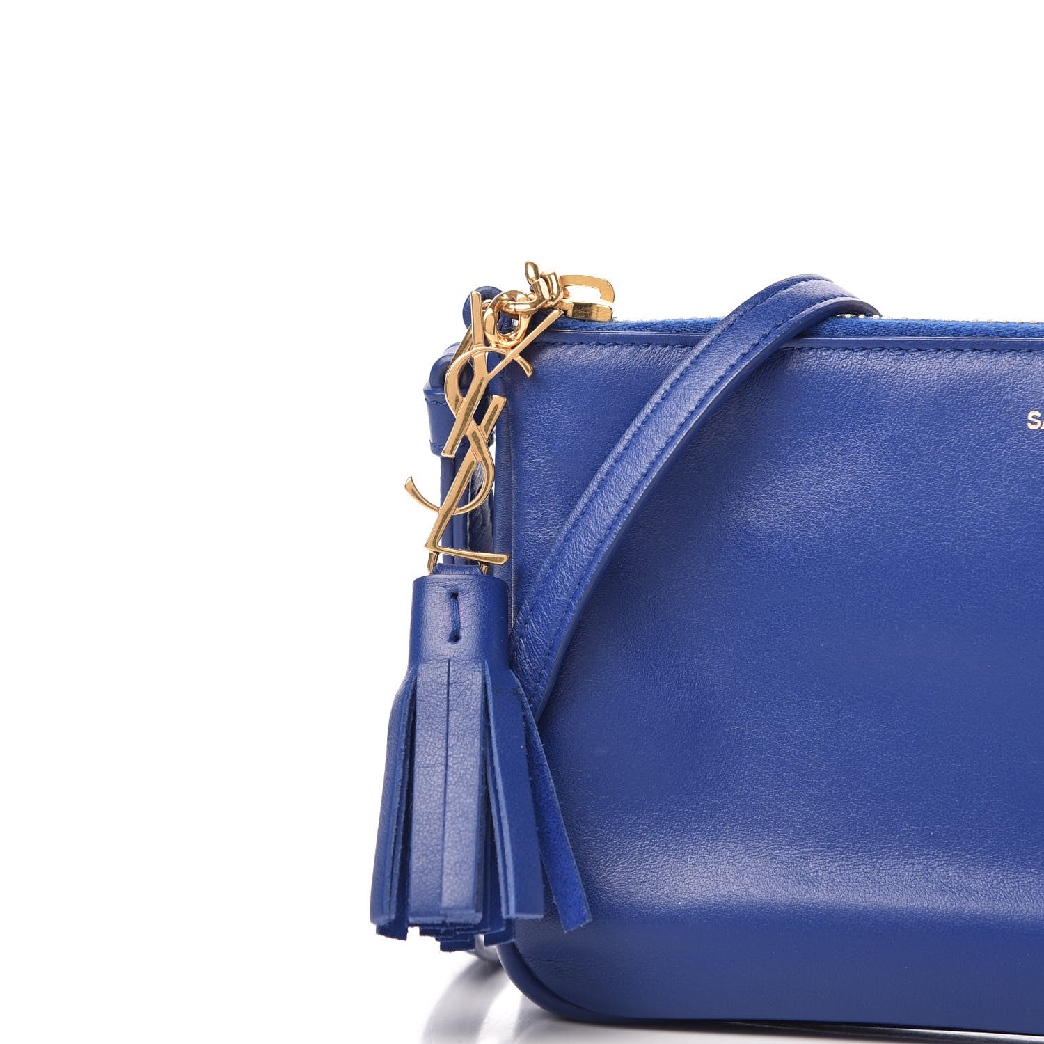 Saint Laurent Calfskin Monogram Phone Pouch Crossbody Bag Blue Majorelle 8 of 11