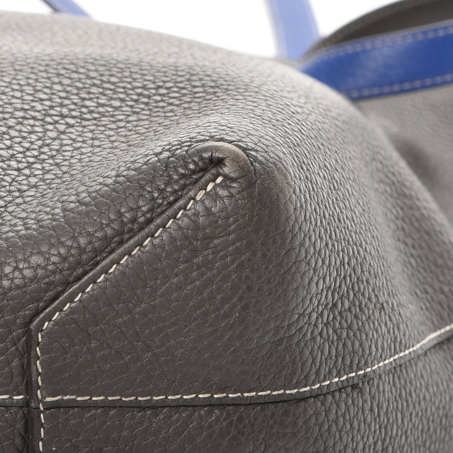 Taurillon Clemence Double Sens 36 Reversible Tote Graphite Bleu Electrique