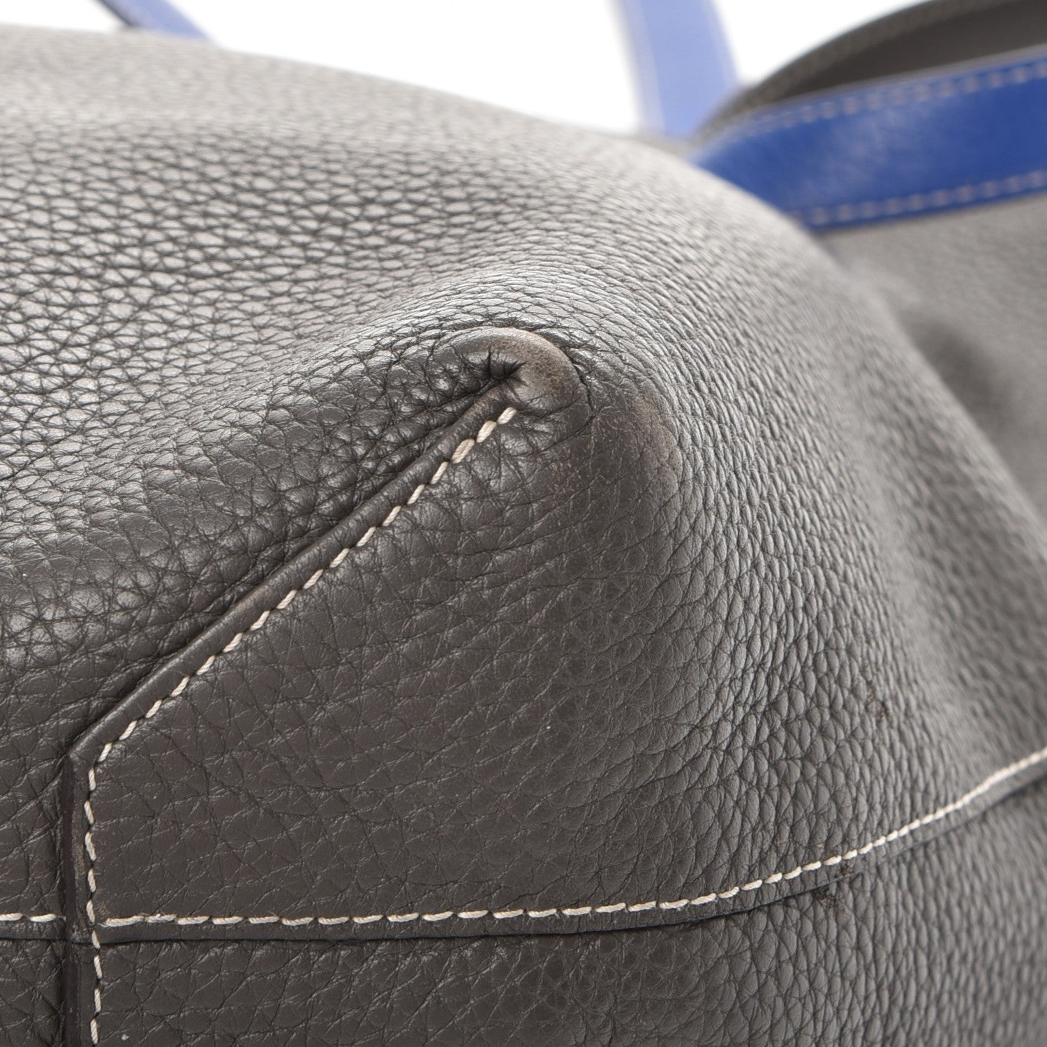 Hermes Taurillon Clemence Double Sens 36 Reversible Tote Graphite Bleu Electrique 14 of 24