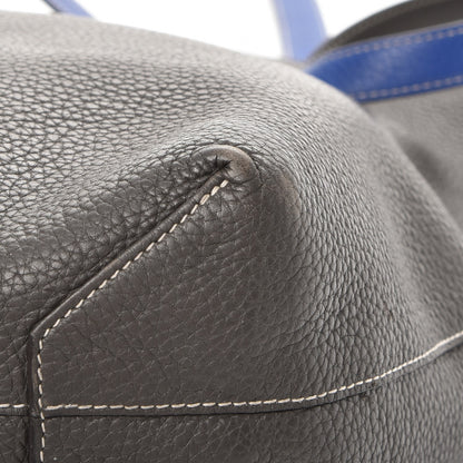 Hermes Taurillon Clemence Double Sens 36 Reversible Tote Graphite Bleu Electrique 14 of 24
