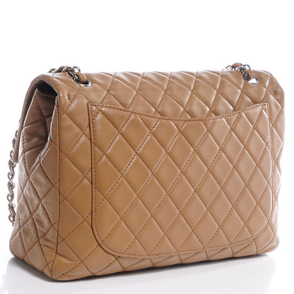 Chanel Lambskin Quilted Maxi Single Flap Dark Beige 3 of 9