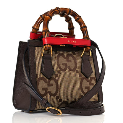 Gucci Monogram Jumbo GG Textured Dollar Calfskin Mini Diana Tote Bag Camel Ebony New Acero Pomegranate Red 3 of 11