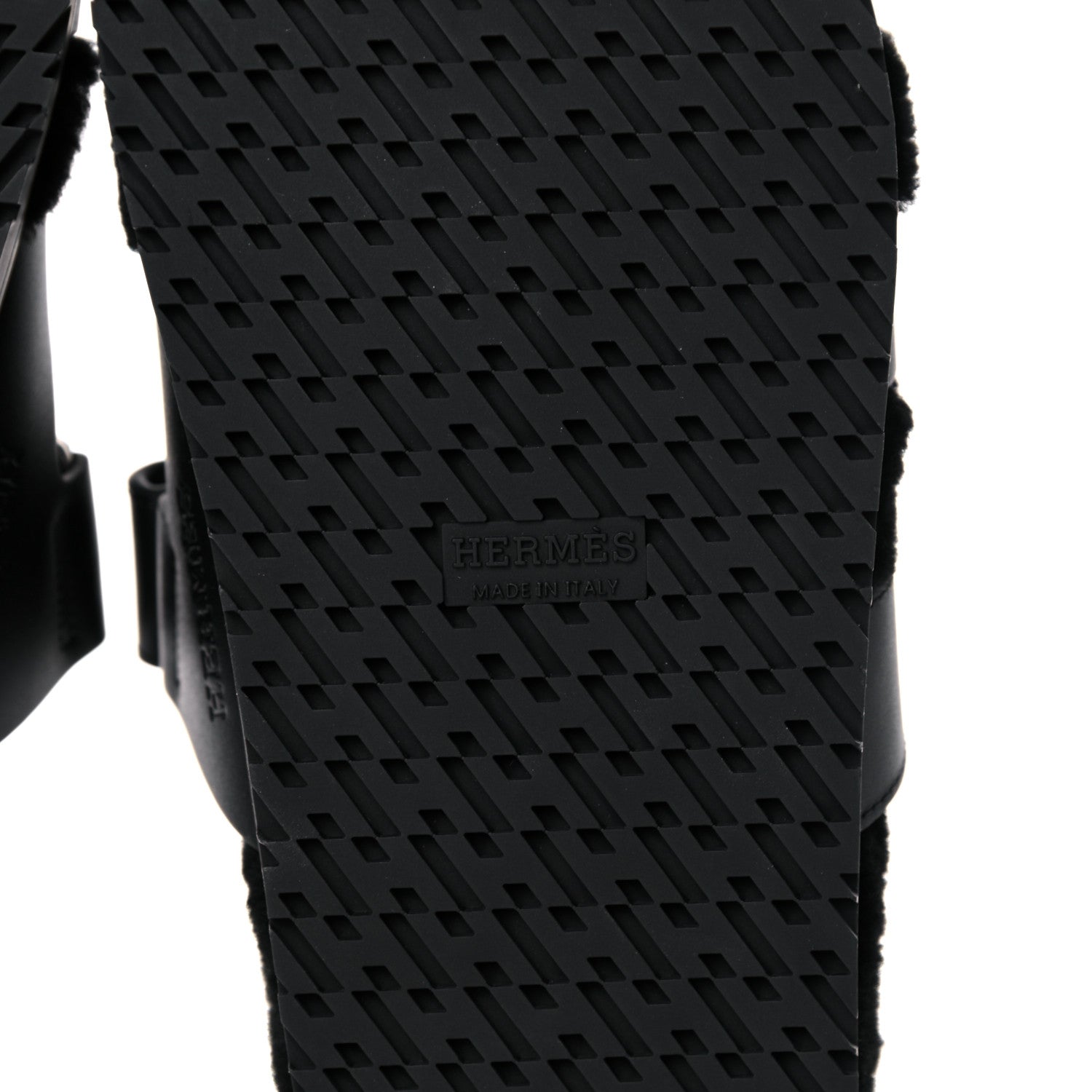 Hermes Calfskin Woolskin Womens Chypre Sandals 38.5 Black 6 of 11