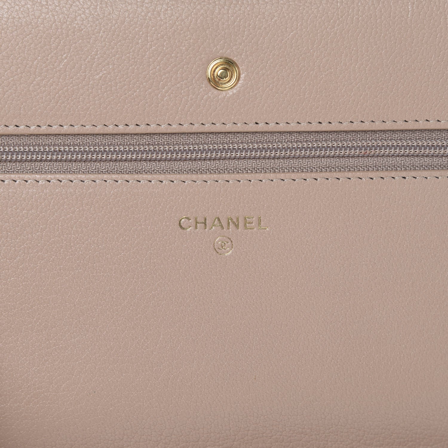Chanel Goatskin Diagonal Quilted Wallet On Chain WOC Beige 5 of 11