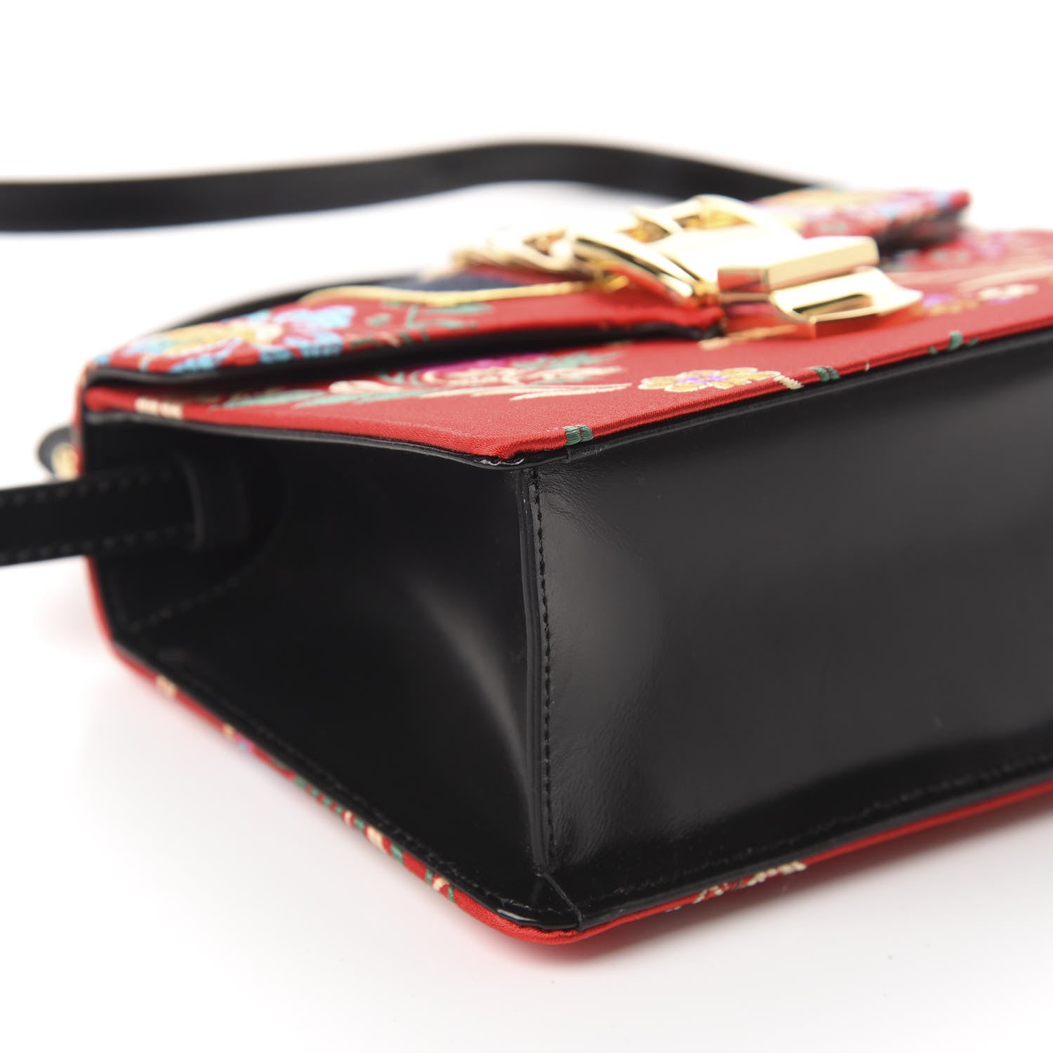 Gucci Jacquard Floral Mini Sylvie Top Handle Bag Red Multicolor Black 6 of 10