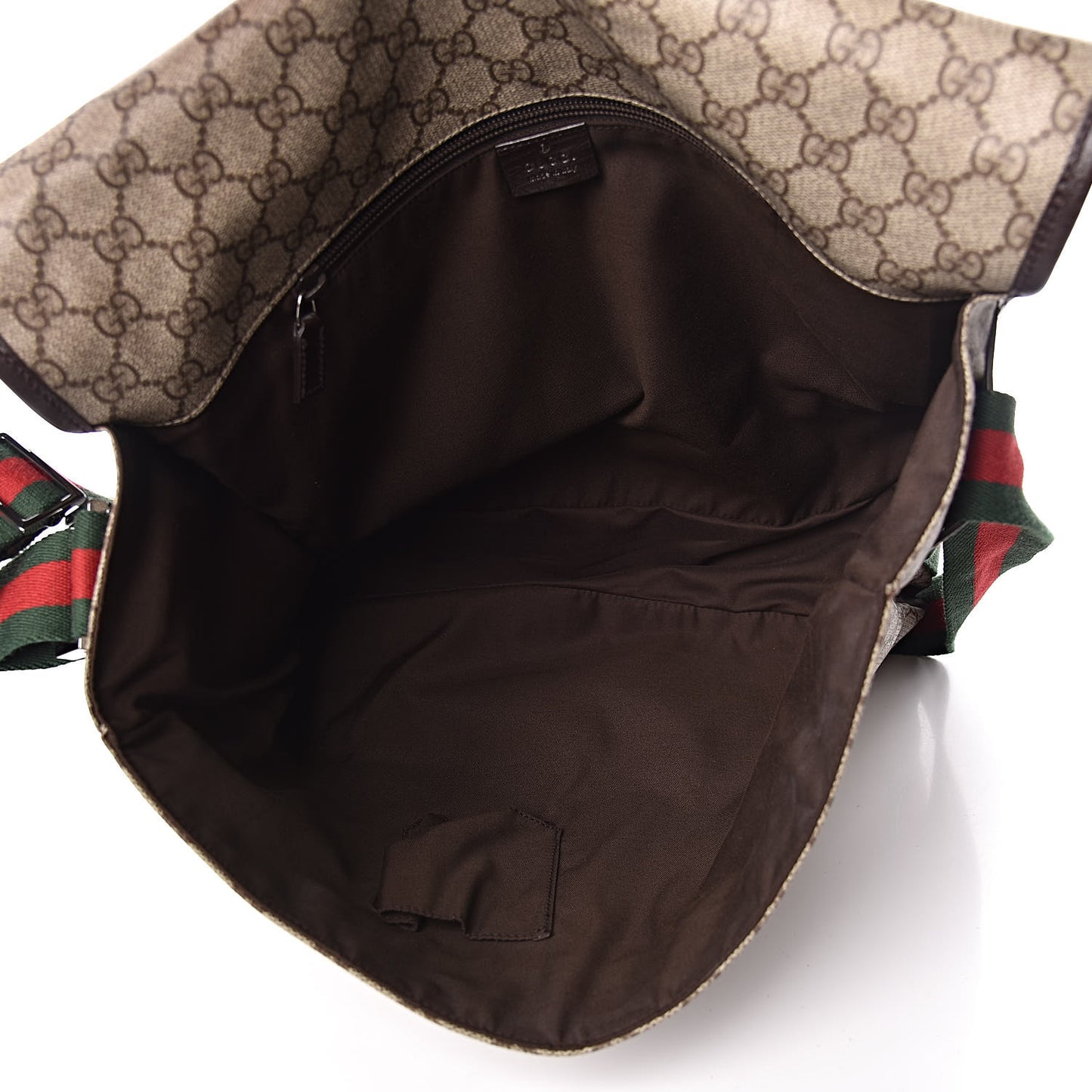 GG Plus Monogram Web Large Flap Messenger Bag Beige Dark Brown