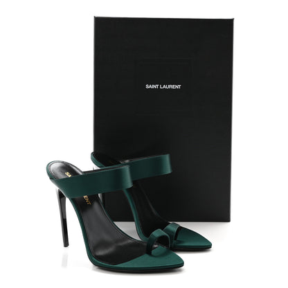 Saint Laurent Crepe Satin Martha Mule 110 Sandals 35.5 Dorian Green 10 of 10