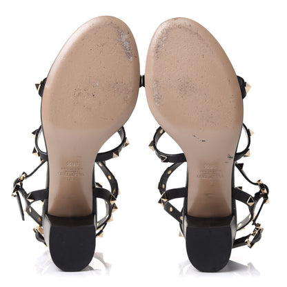 Valentino Garavani Calfskin Rockstud 60mm City Sandals 38.5 Black 6 of 8