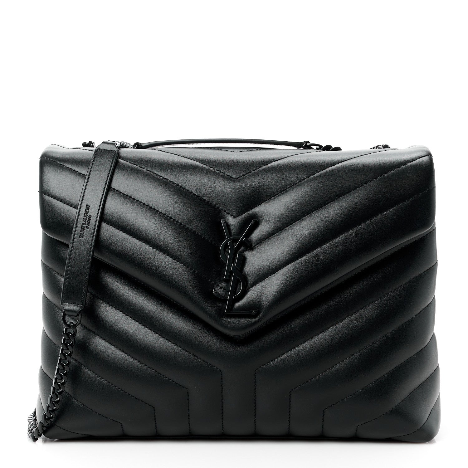 Saint Laurent Calfskin Y Quilted Monogram Monochrome Medium Loulou Chain Satchel Black 1 of 11