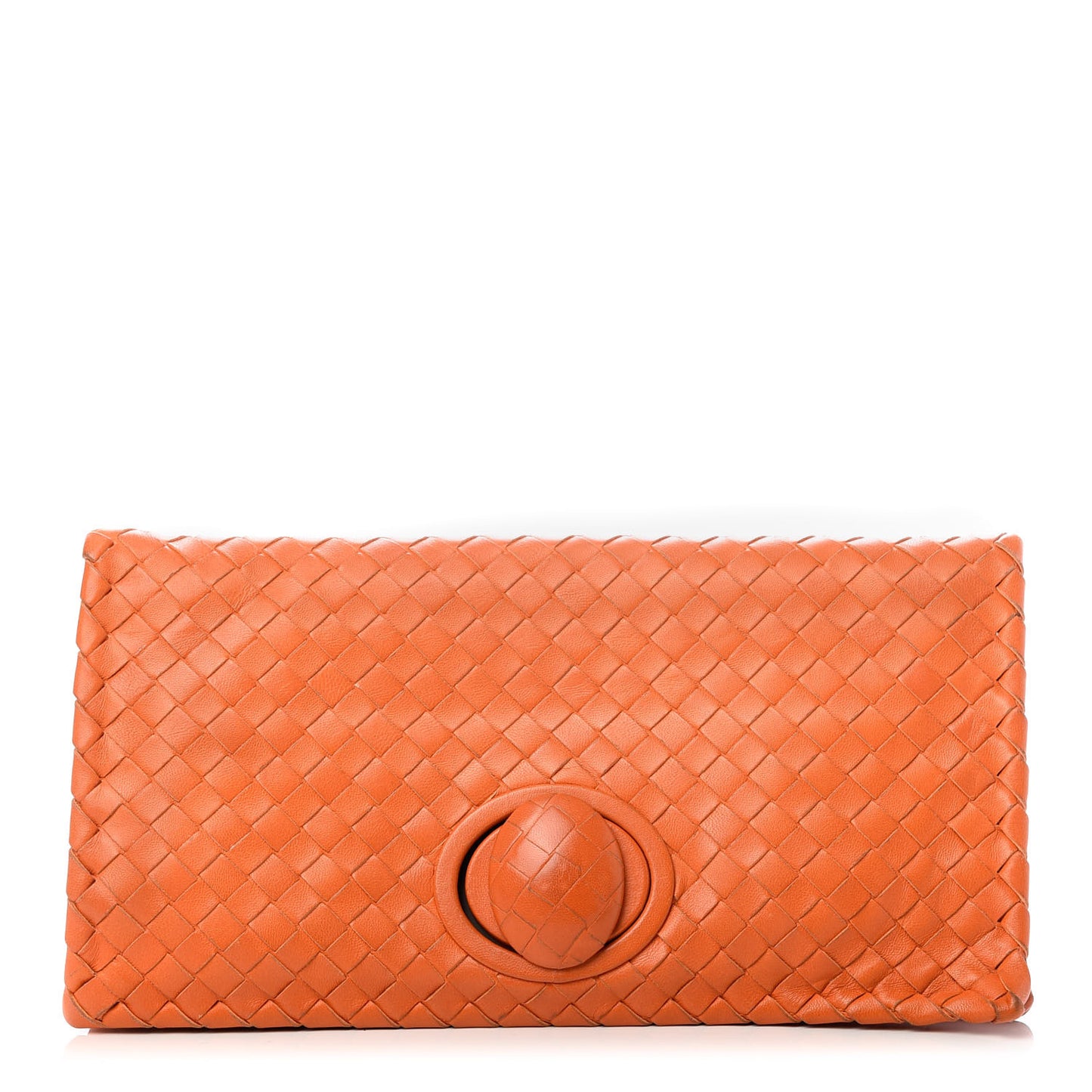 Nappa Intrecciato Turnlock Clutch Tangerine