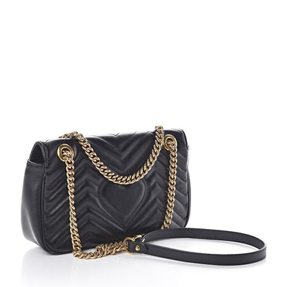 Gucci Calfskin Matelasse Small GG Marmont Shoulder Bag Black 3 of 10