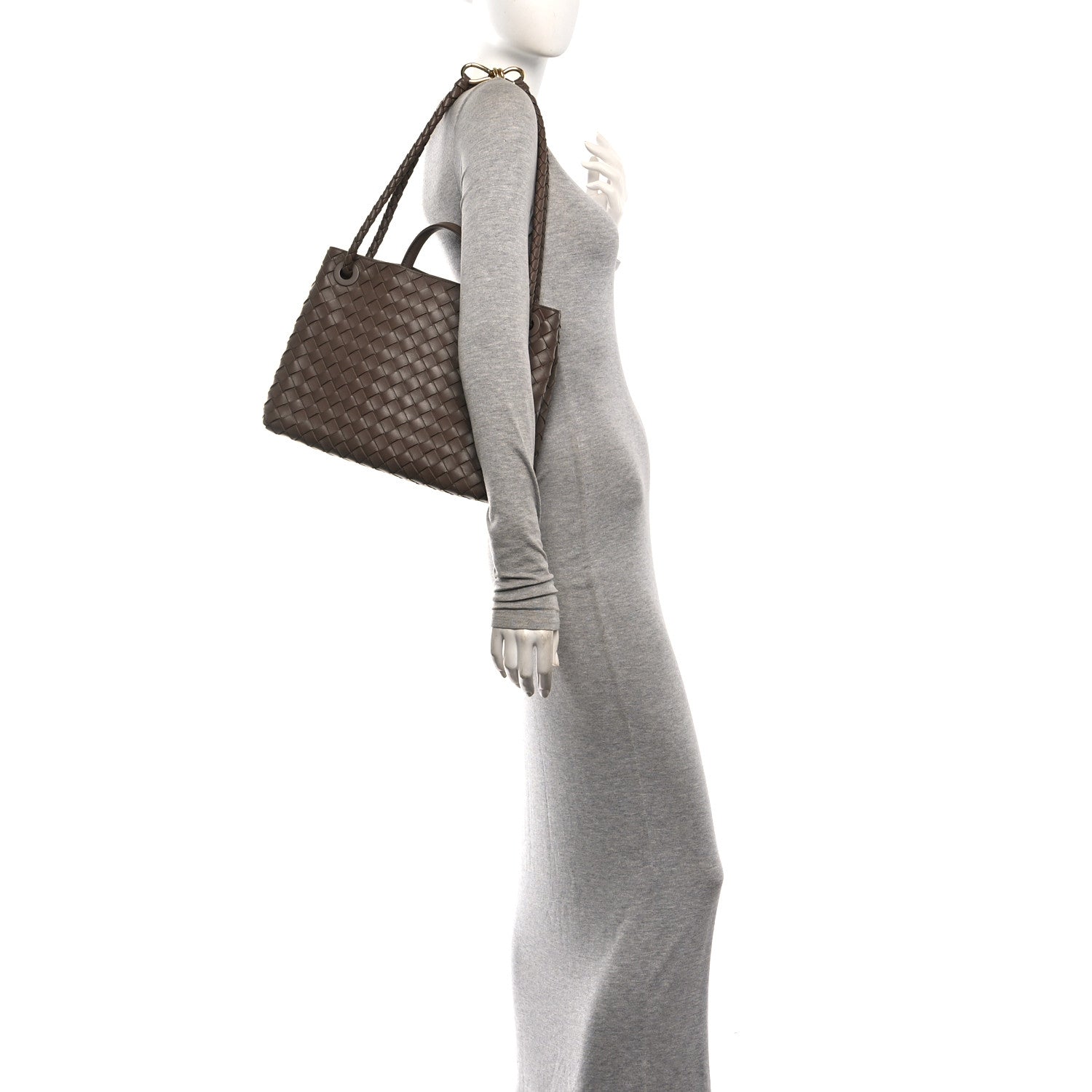 Bottega Veneta Nappa Intrecciato Medium Andiamo Shoulder Bag Taupe Grey 2 of 9
