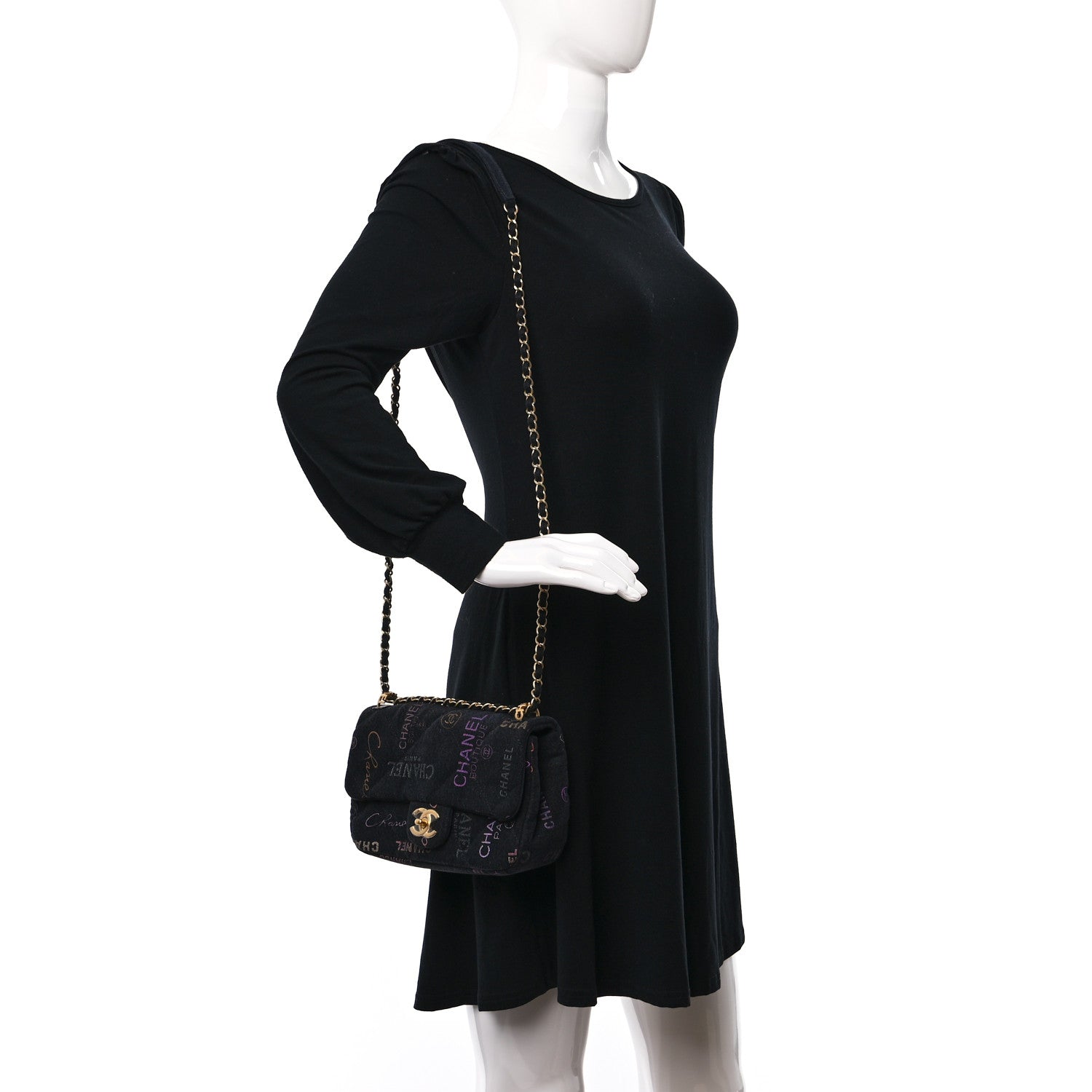 Chanel Denim Quilted Denim Mood Mini Rectangular Flap Black Multicolor 3 of 9