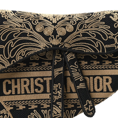Christian Dior Canvas Embroidered Ornamental Cornely Saddle Bag Black Beige 8 of 11