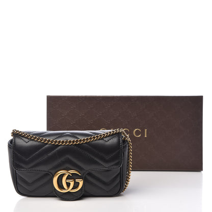 Gucci Calfskin Matelasse Super Mini GG Marmont Shoulder Bag Black 11 of 11