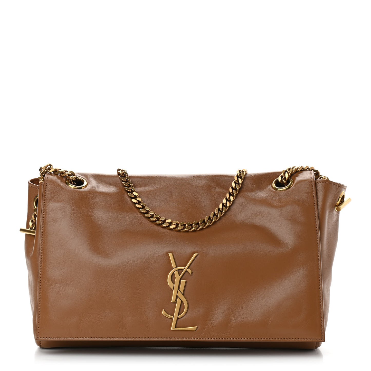 Smooth Calfskin Suede Medium Reversible Monogram Kate Satchel Light Ochre