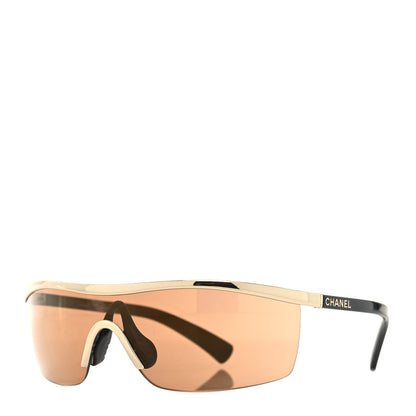 Chanel Acetate Shield Sunglasses 71474 Brown Gold 1 of 7