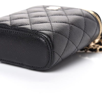 Chanel Caviar Quilted Small Vertical Coco Beauty Vanity Case With Chain Black 9 of 10