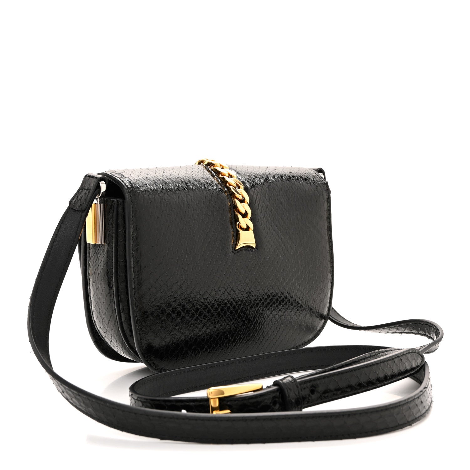 Gucci Snakeskin Mini Sylvie 1969 Messenger Bag Black 3 of 13