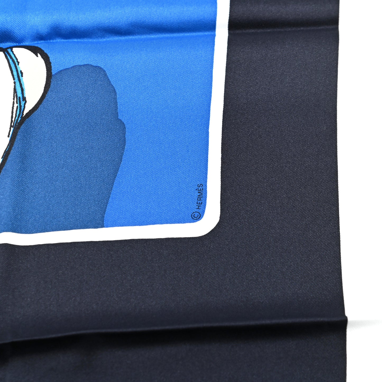 Silk Swinging Saint Germain Scarf 70 Bleu Royal Black Ardoise