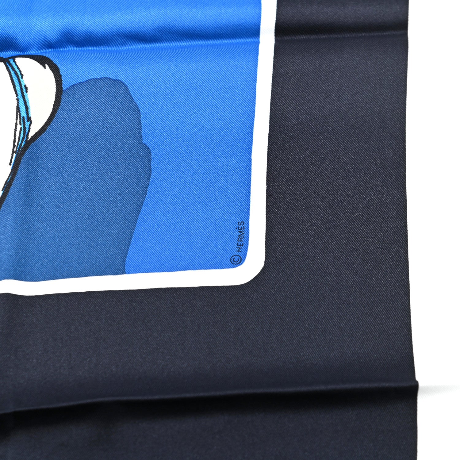 Hermes Silk Swinging Saint Germain Scarf 70 Bleu Royal Black Ardoise 5 of 5