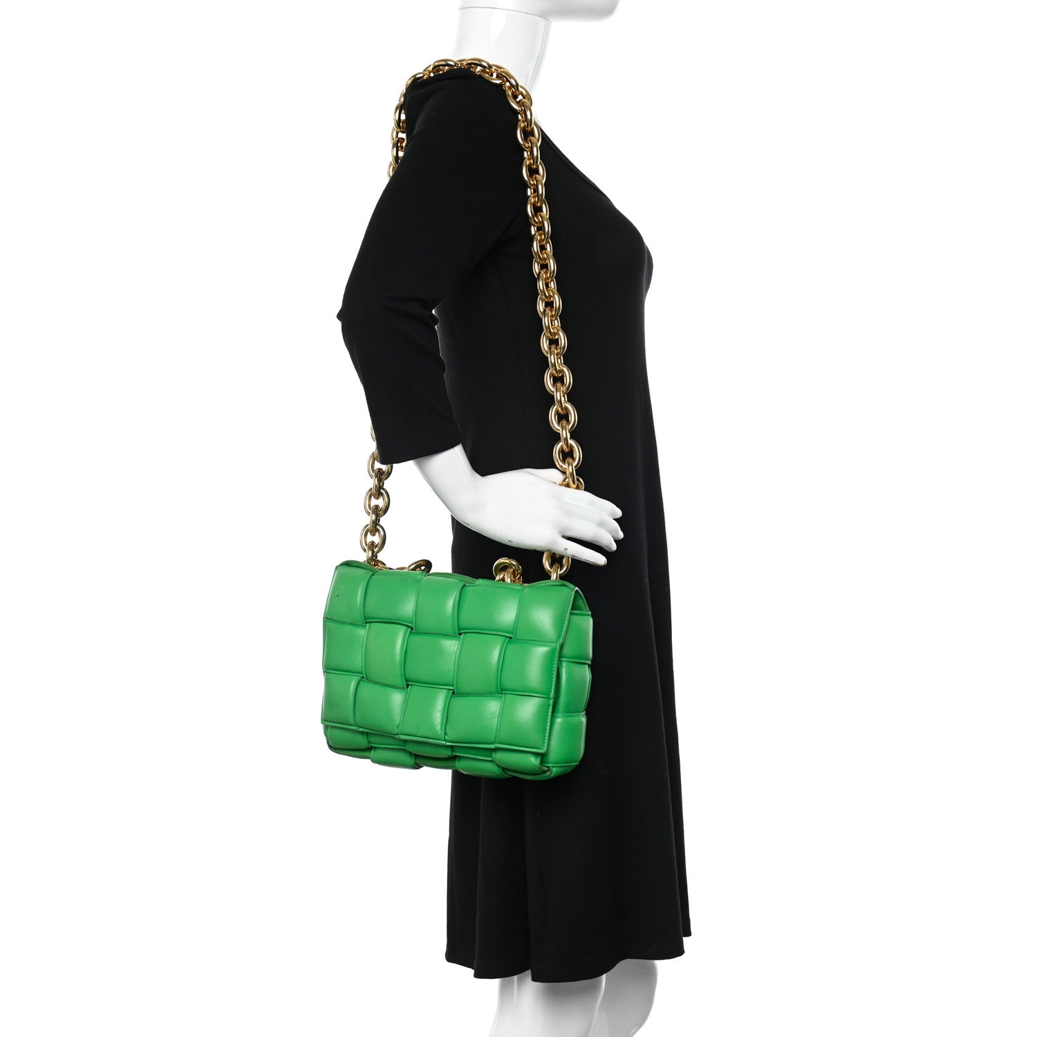 Bottega Veneta Lambskin Maxi Intreccio Padded Chain Cassette Crossbody Bag Grass 2 of 13