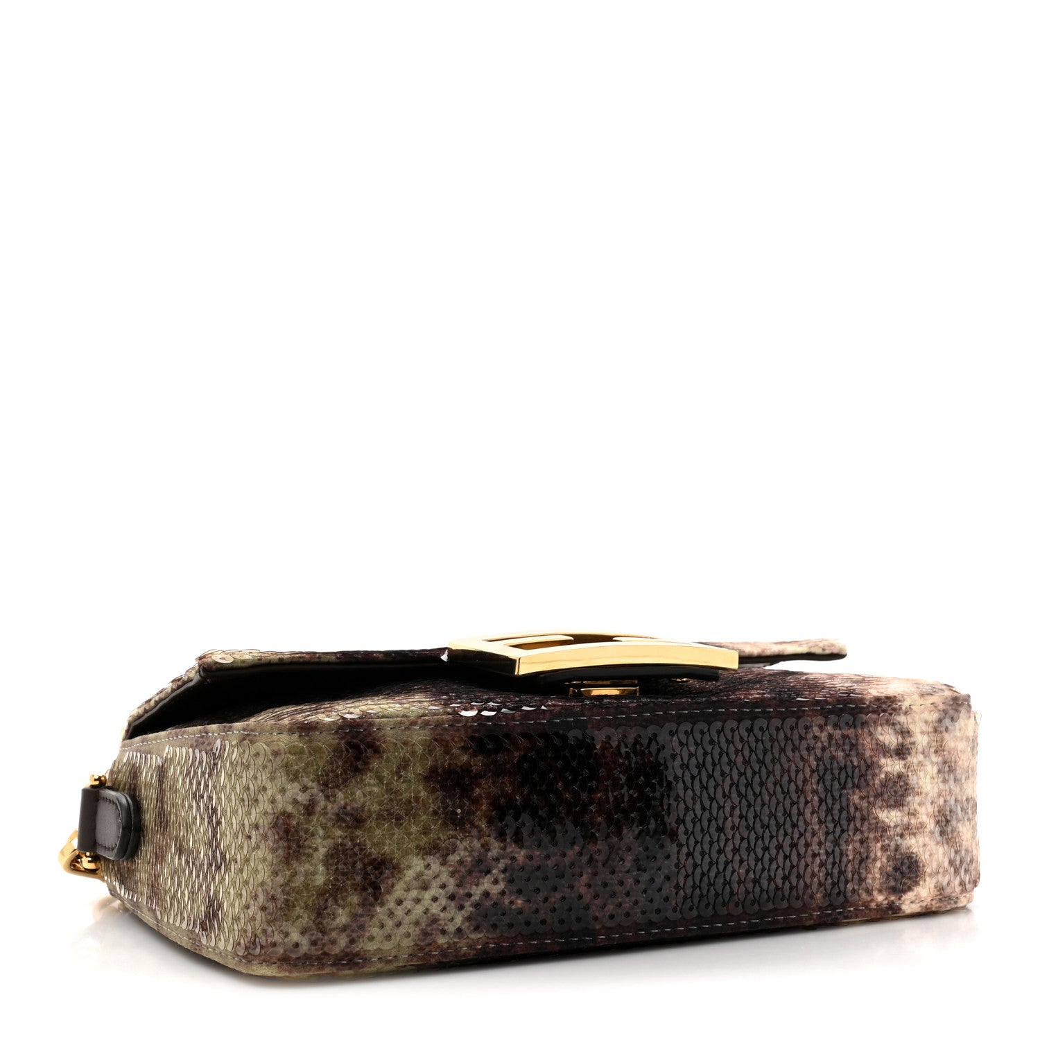 Fendi Sequin Paillettes Vitello Grace Karung Effect FF Mini Baguette Ginepro 3 of 11